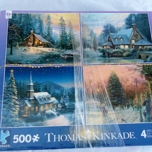 Thomas Kinkade Winter Scenes Puzzle - Blue and White
